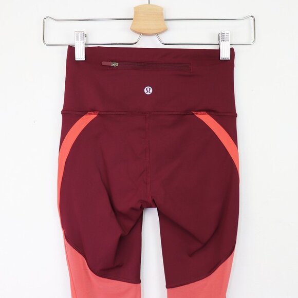 Lululemon Zip The Line Crop 23" Leggings High Rise Reflective Deep Ruby Coral 2 - Picture 8 of 10